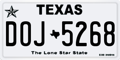 TX license plate DOJ5268