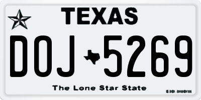 TX license plate DOJ5269