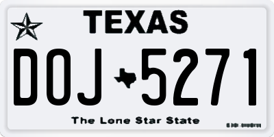 TX license plate DOJ5271