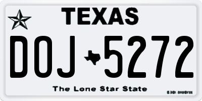 TX license plate DOJ5272