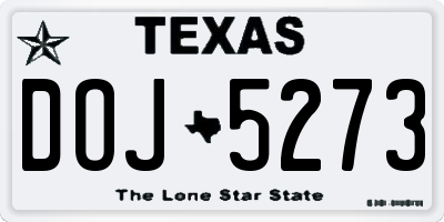 TX license plate DOJ5273