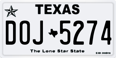 TX license plate DOJ5274