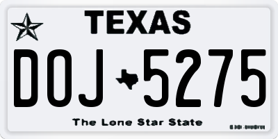 TX license plate DOJ5275