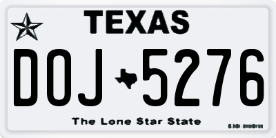 TX license plate DOJ5276