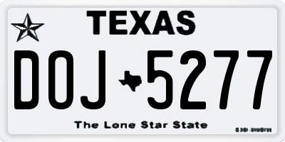 TX license plate DOJ5277