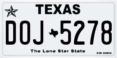 TX license plate DOJ5278