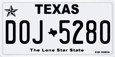 TX license plate DOJ5280