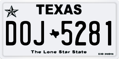 TX license plate DOJ5281