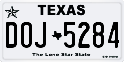 TX license plate DOJ5284