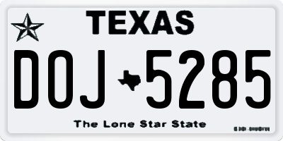 TX license plate DOJ5285
