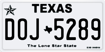 TX license plate DOJ5289