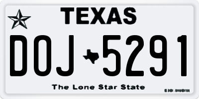 TX license plate DOJ5291