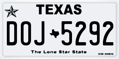 TX license plate DOJ5292