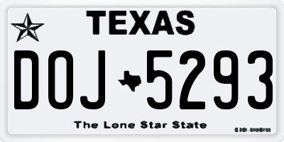 TX license plate DOJ5293