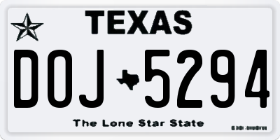 TX license plate DOJ5294