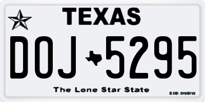TX license plate DOJ5295