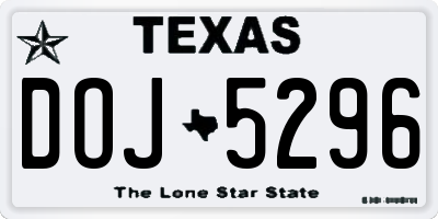 TX license plate DOJ5296