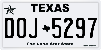 TX license plate DOJ5297