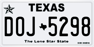 TX license plate DOJ5298