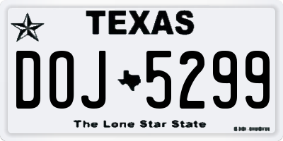 TX license plate DOJ5299