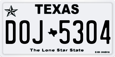 TX license plate DOJ5304