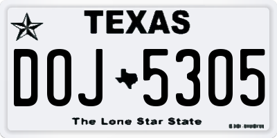 TX license plate DOJ5305