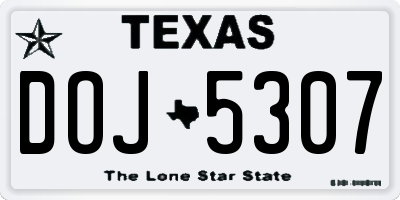 TX license plate DOJ5307