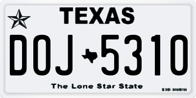 TX license plate DOJ5310