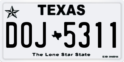 TX license plate DOJ5311