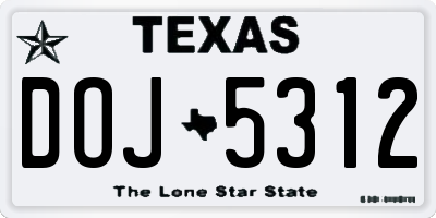 TX license plate DOJ5312