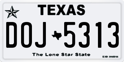 TX license plate DOJ5313