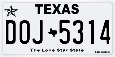 TX license plate DOJ5314