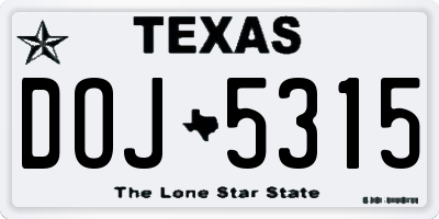 TX license plate DOJ5315