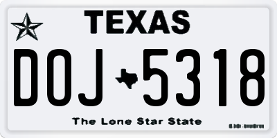 TX license plate DOJ5318