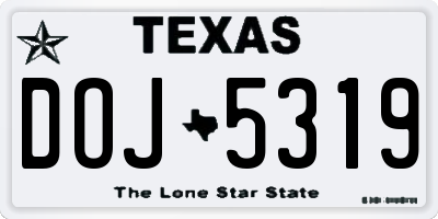 TX license plate DOJ5319
