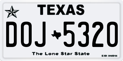 TX license plate DOJ5320