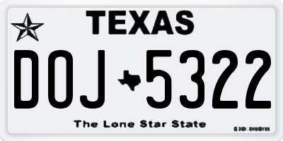 TX license plate DOJ5322