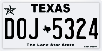 TX license plate DOJ5324