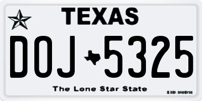 TX license plate DOJ5325