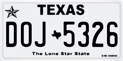 TX license plate DOJ5326