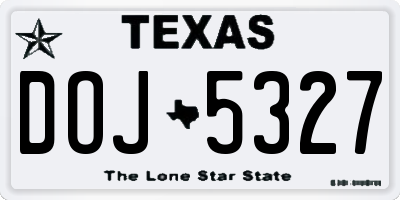 TX license plate DOJ5327