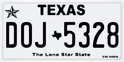 TX license plate DOJ5328