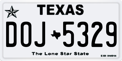 TX license plate DOJ5329