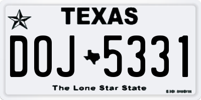 TX license plate DOJ5331