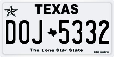 TX license plate DOJ5332