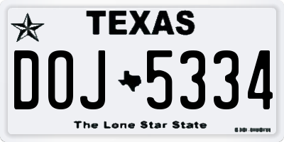 TX license plate DOJ5334