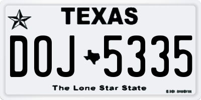 TX license plate DOJ5335