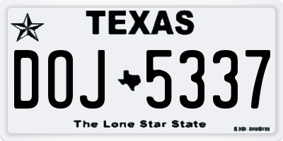 TX license plate DOJ5337