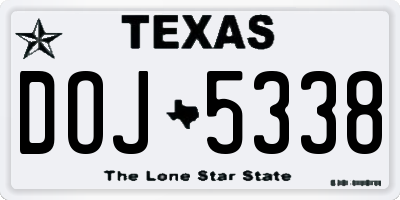 TX license plate DOJ5338
