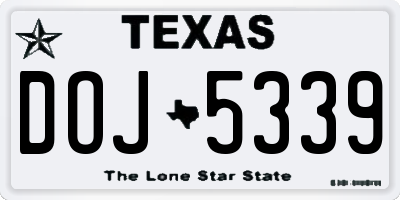 TX license plate DOJ5339
